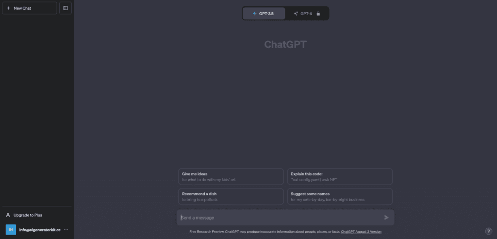 Screenshot of ChatGPT by OpenAI
