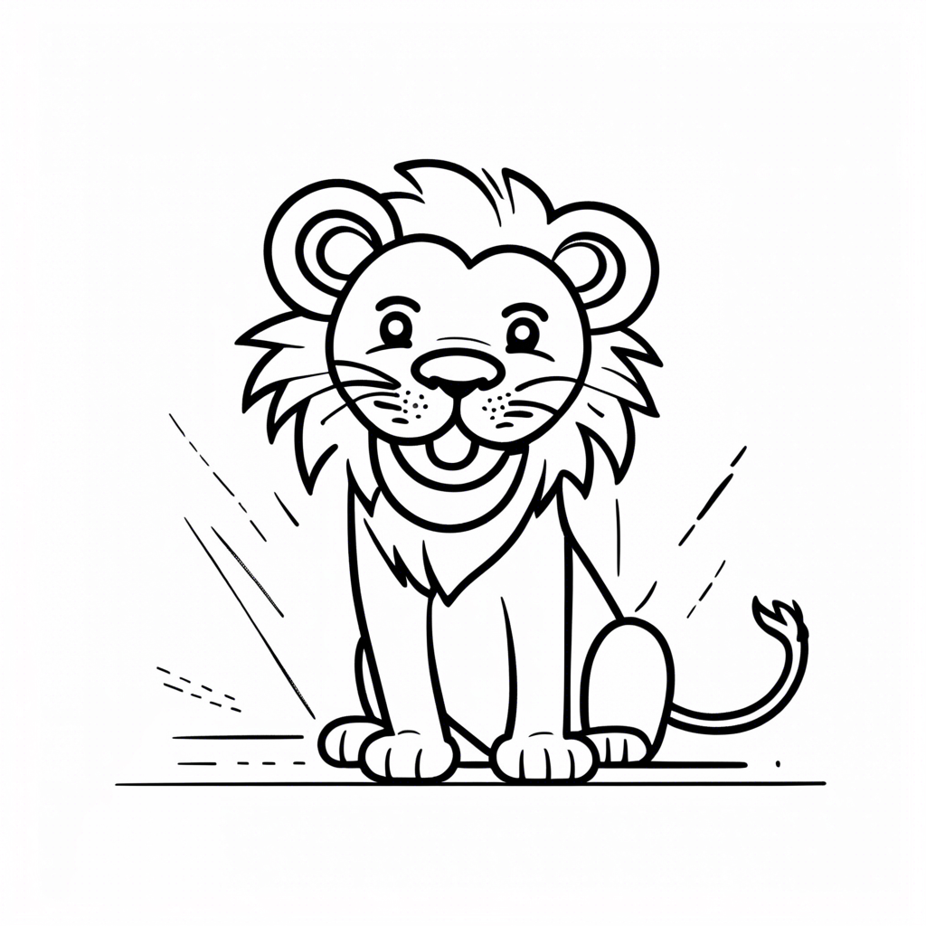 pencil outline of a cheerful lion created using ai generator kit