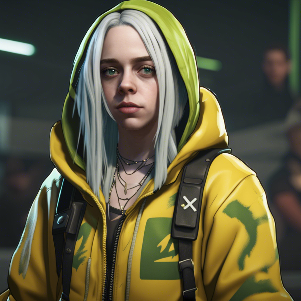 ai art - Billie Eilish as a character in a video game