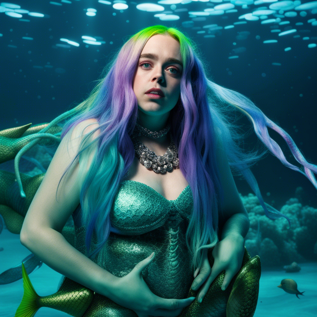 ai art - Billie Eilish as a mermaid under the sea