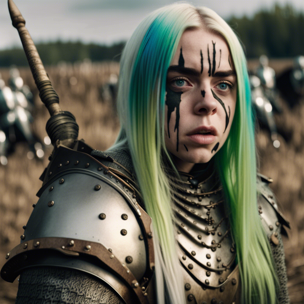 ai art - Billie Eilish as a warrior in a medieval battlefield