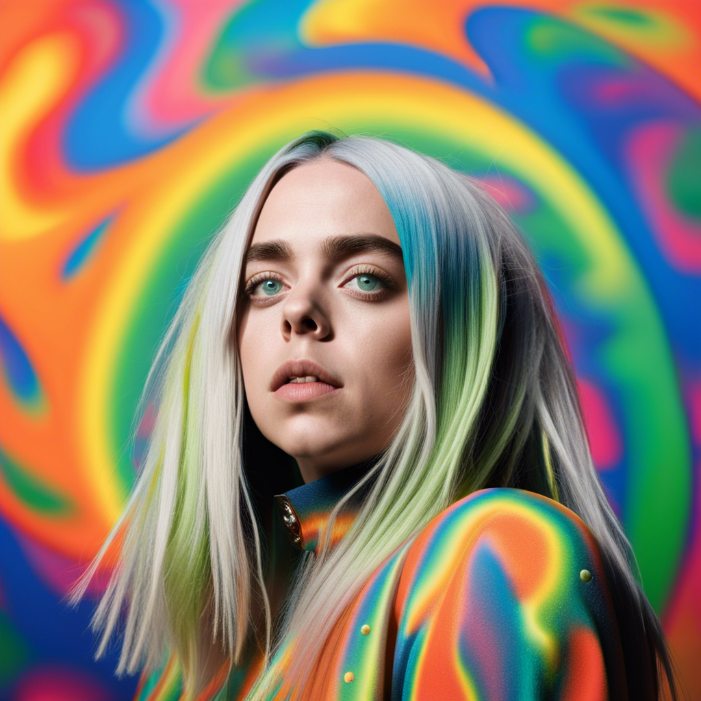 ai art - Billie Eilish in a colorful, psychedelic swirl