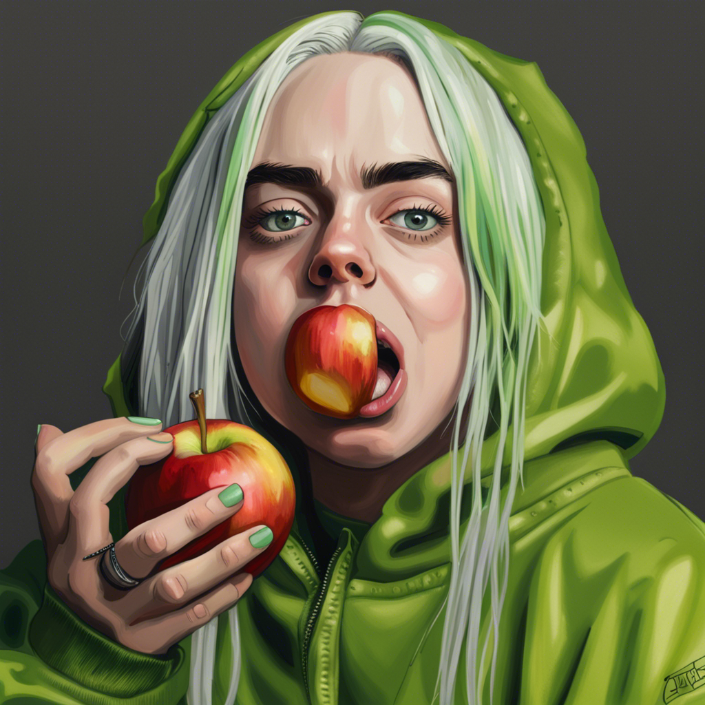 ai art - billie eilish eating an apple