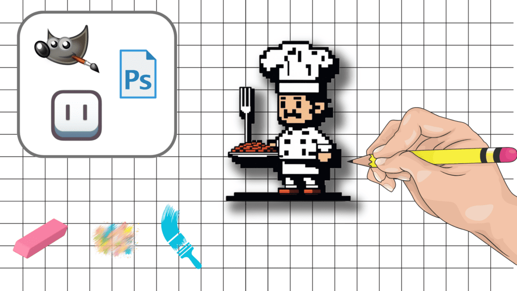 Chef Pixel Art with Shadow